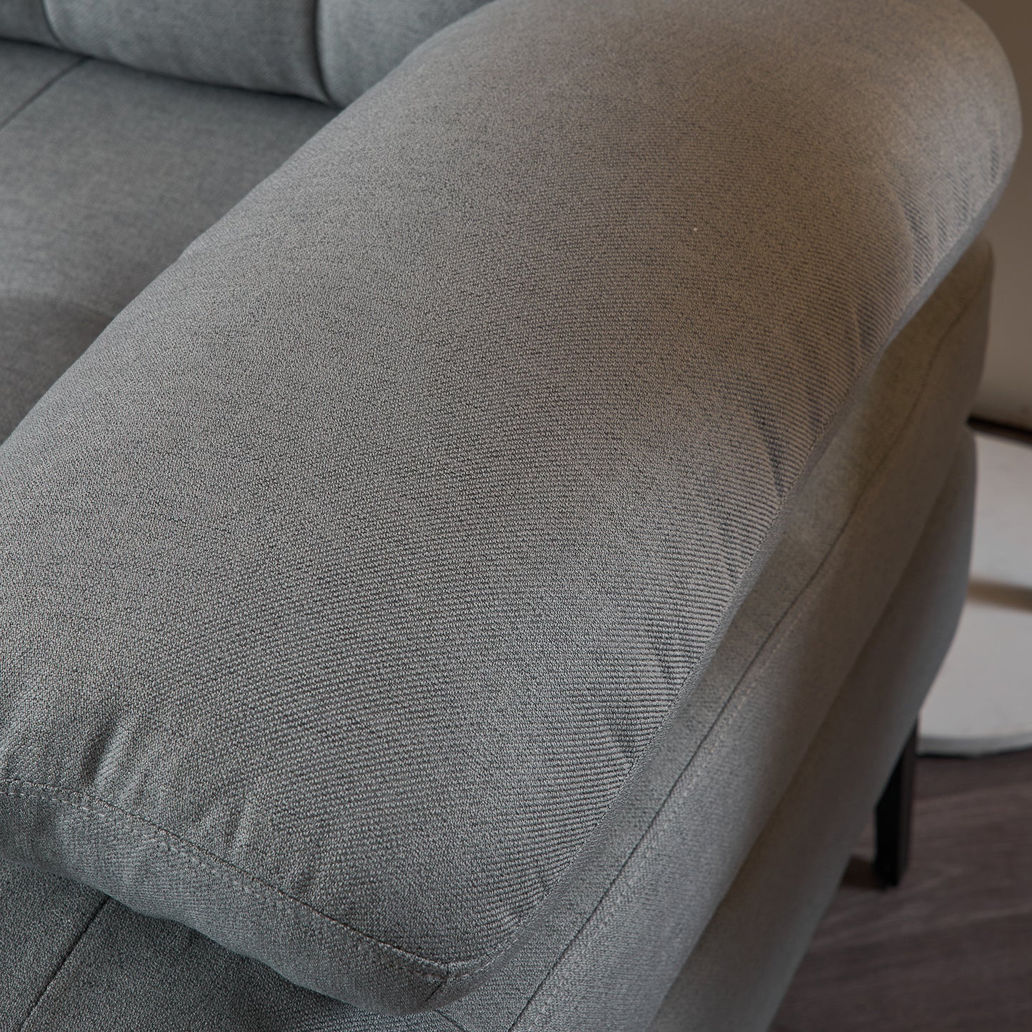 U-Shaped Sectional Sofa – Soft Armrest & Backrest, Wooden & Iron Frame with Gold Legs, Beige Upholstery