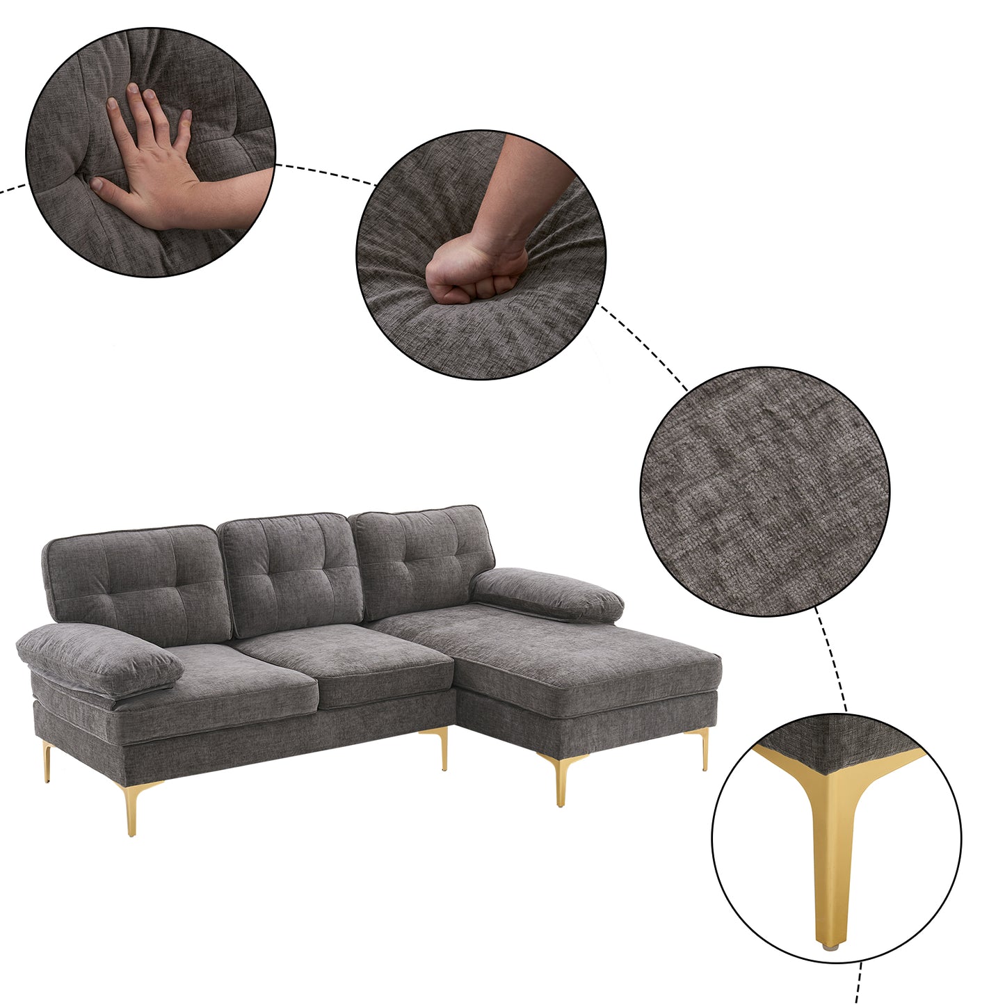 Dark Gray 3-Seater Modular Sofa – Simple, Stylish Indoor Seating