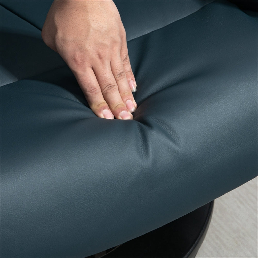 PU Leather Massage Recliner Chair with Ottoman & Remote, Blue