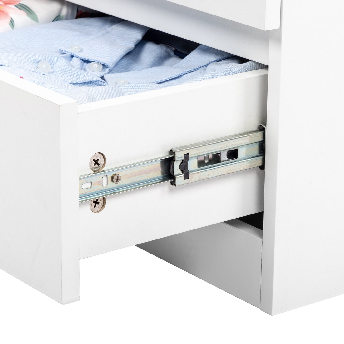 White Wood 4-Drawer Dresser – Compact Storage Cabinet for Bedroom or Living Room