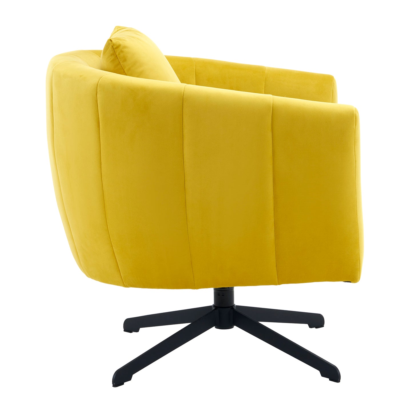 360° Swivel Velvet Accent Chair with Fluffy Cushion – Yellow