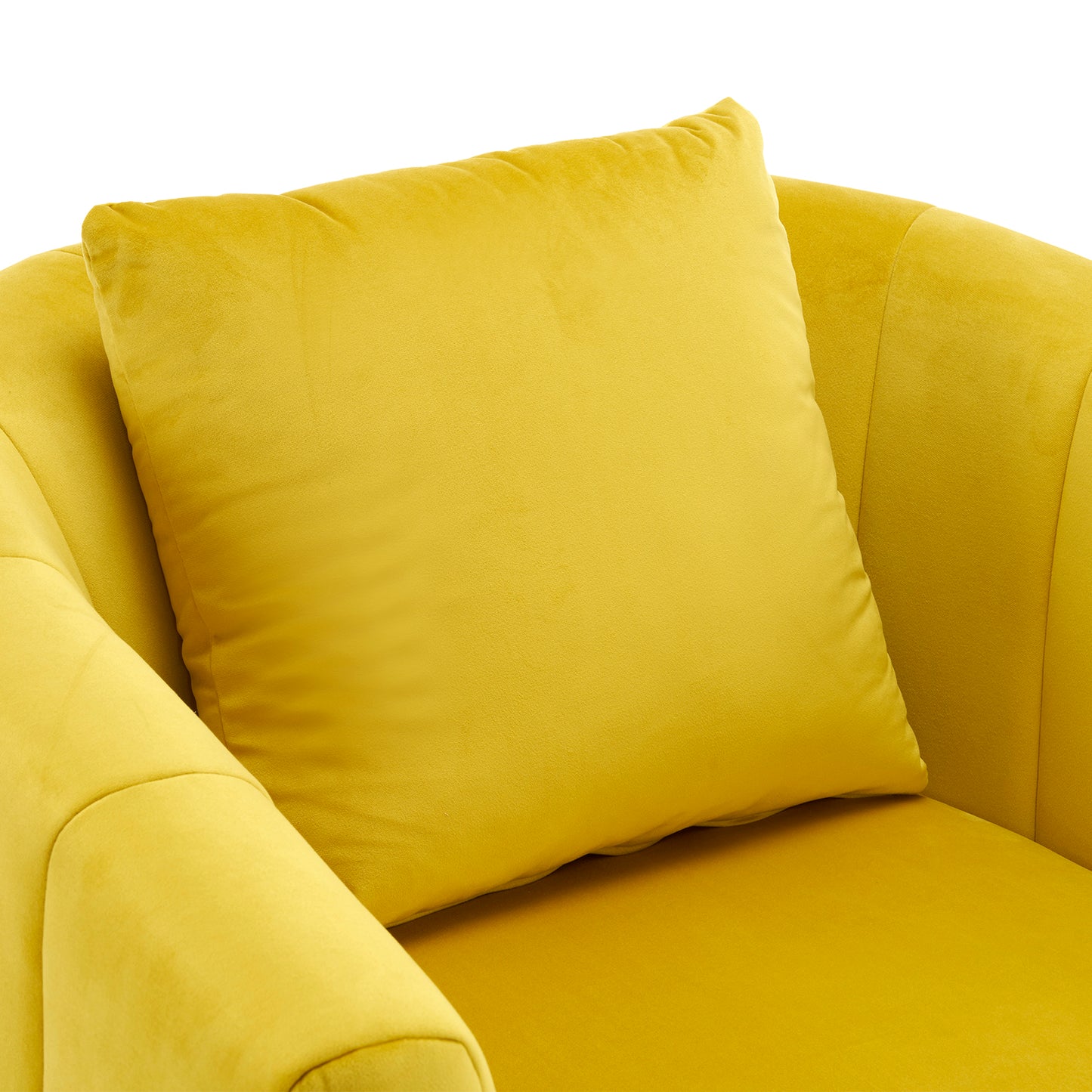 360° Swivel Velvet Accent Chair with Fluffy Cushion – Yellow