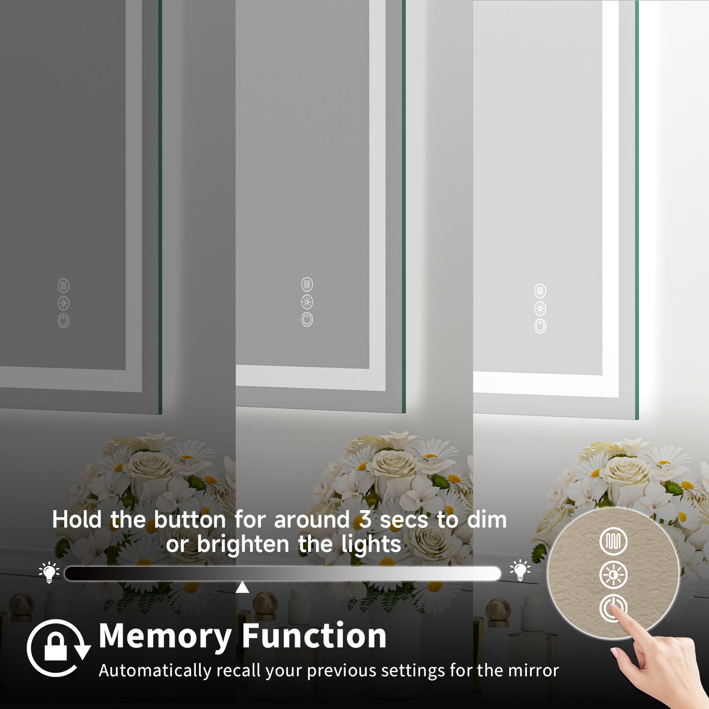 60x36" Dual LED Light Frameless Mirror – Front & Back Lighting