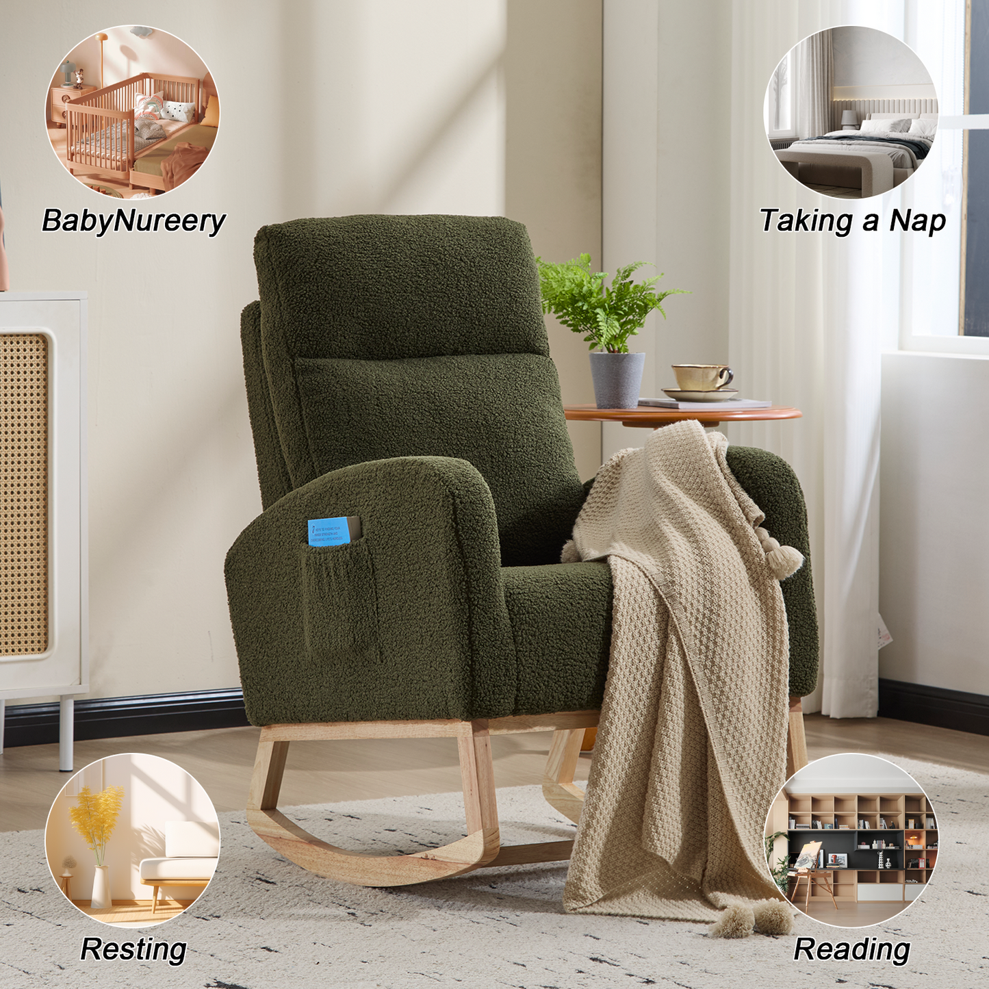 Modern High-Back Accent Rocking Chair – Nursery & Lounge Comfort