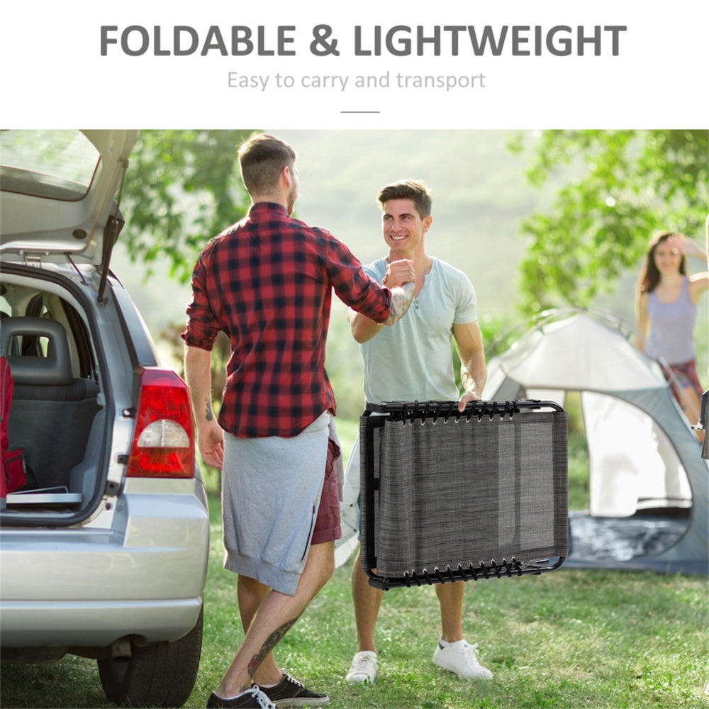 Grey Folding Outdoor Sun Lounger with Adjustable Backrest & Breathable Mesh