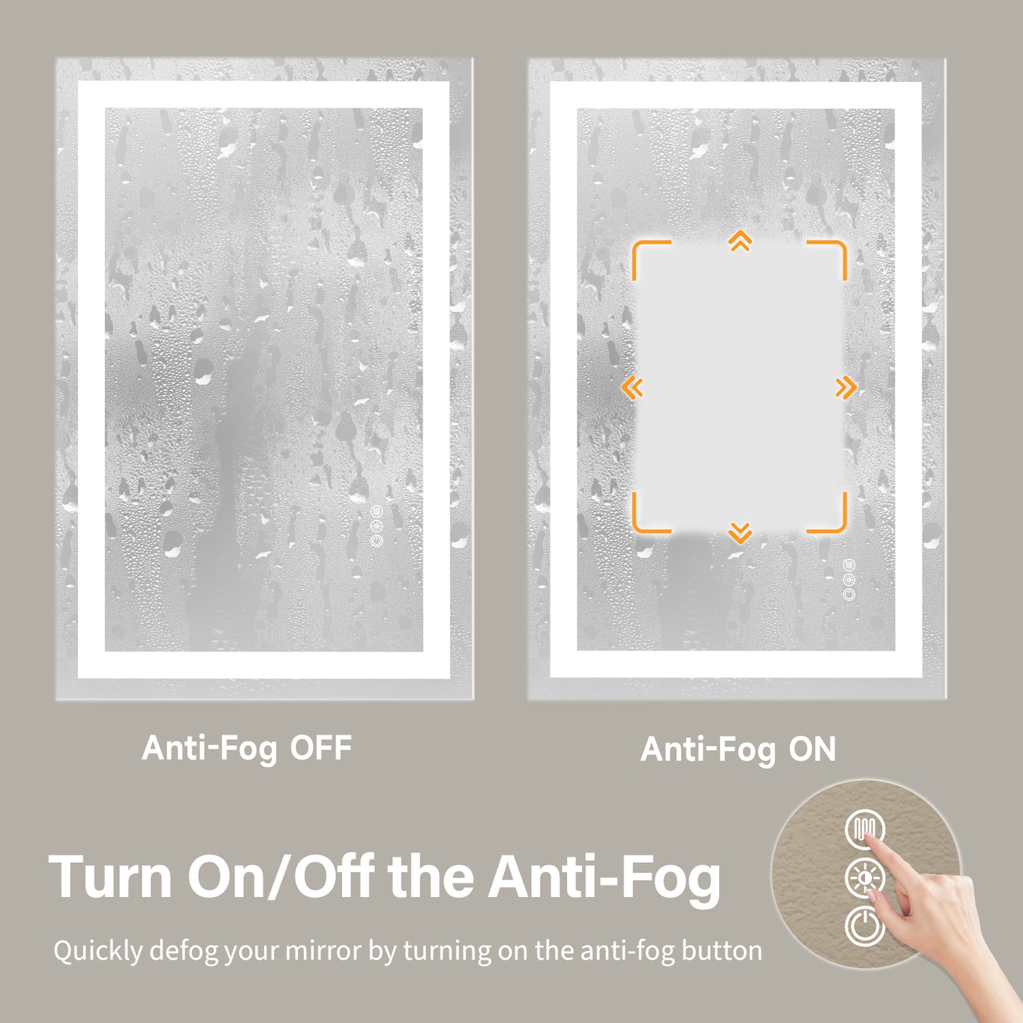 24x36 Dual LED Light Frameless Mirror – Front & Back Lighting