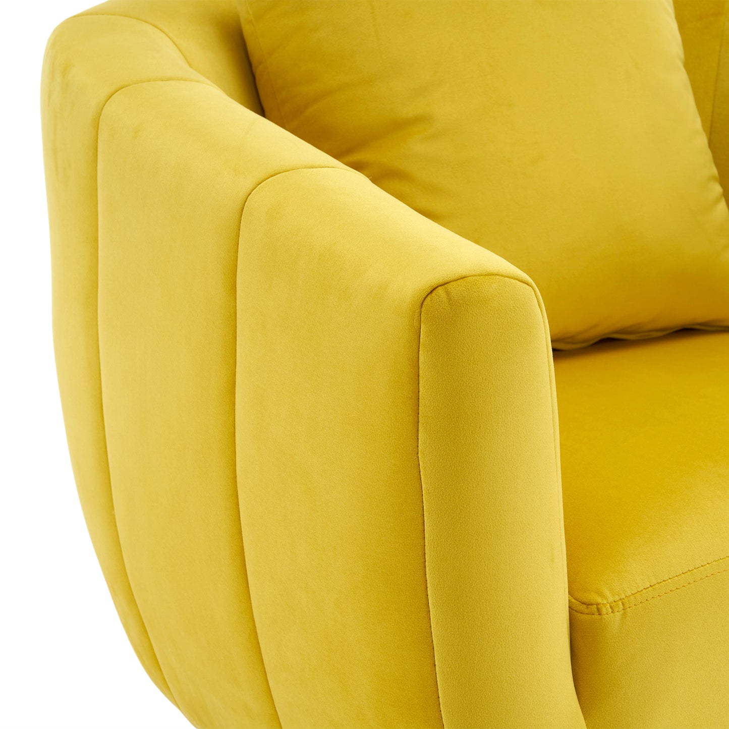 360° Swivel Velvet Accent Chair with Fluffy Cushion – Yellow