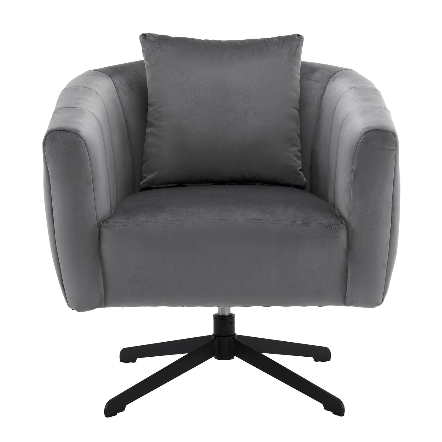 360° Swivel Velvet Accent Chair with Fluffy Cushion – Gray