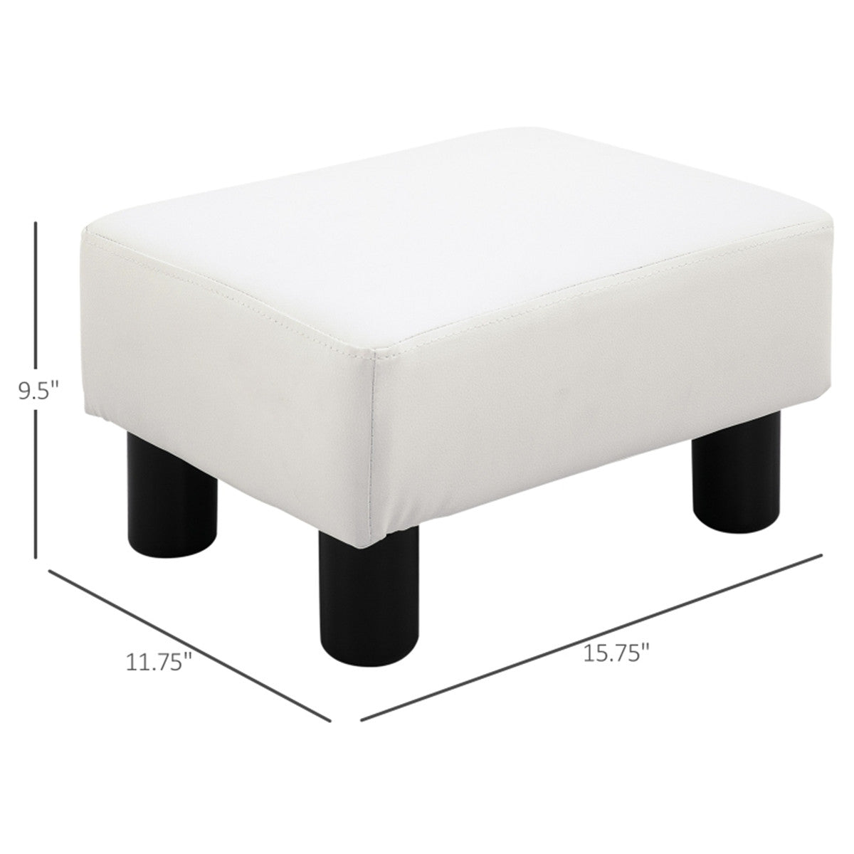White Faux Leather Foot Rest Ottoman – Chic, Lightweight & Durable