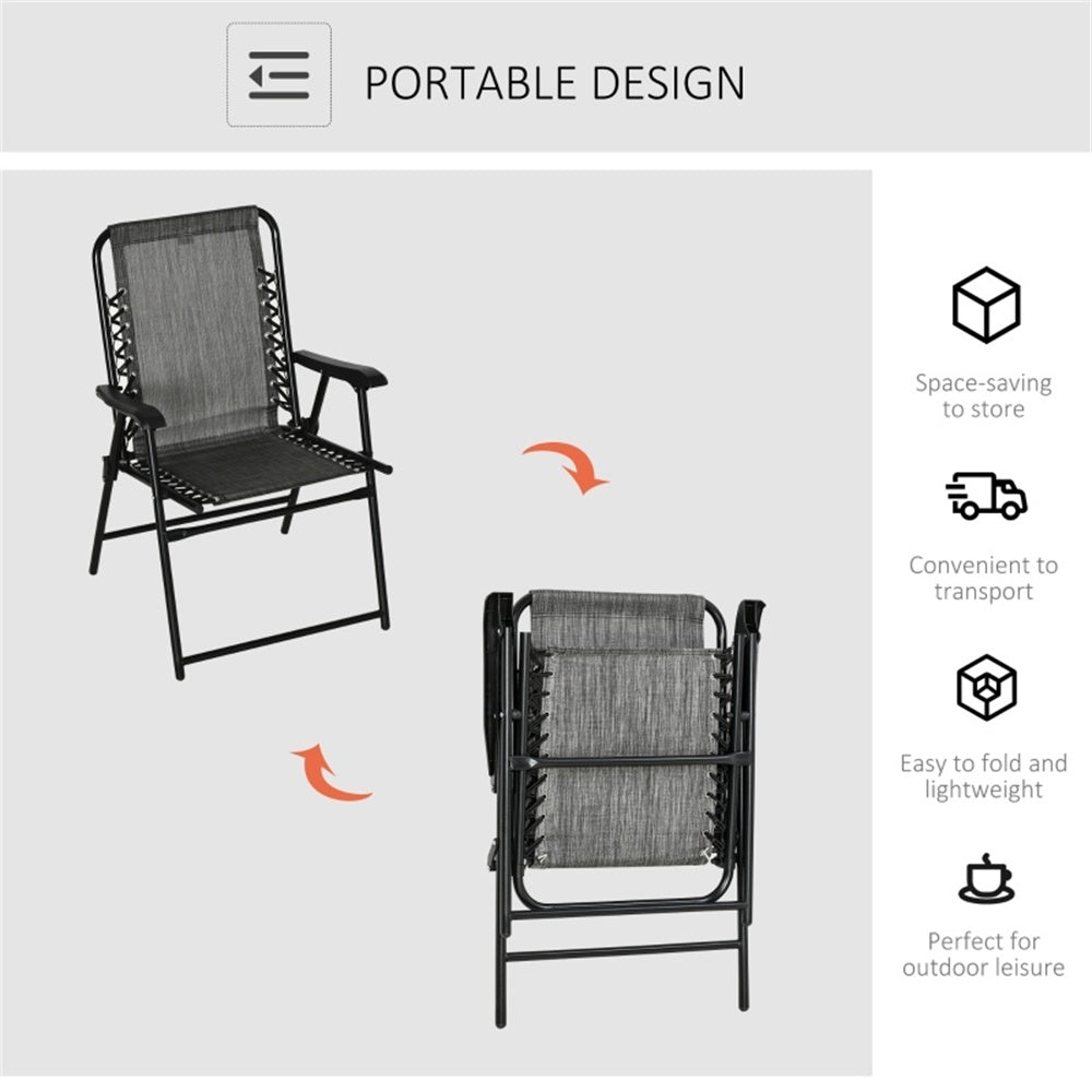 Foldable Mesh Patio Armchair – Gray Outdoor Chair