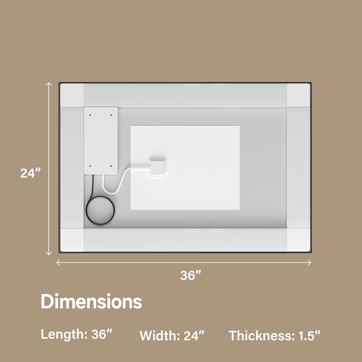 24x36" Black Framed LED Mirror with Dual Front & Back Light Strips