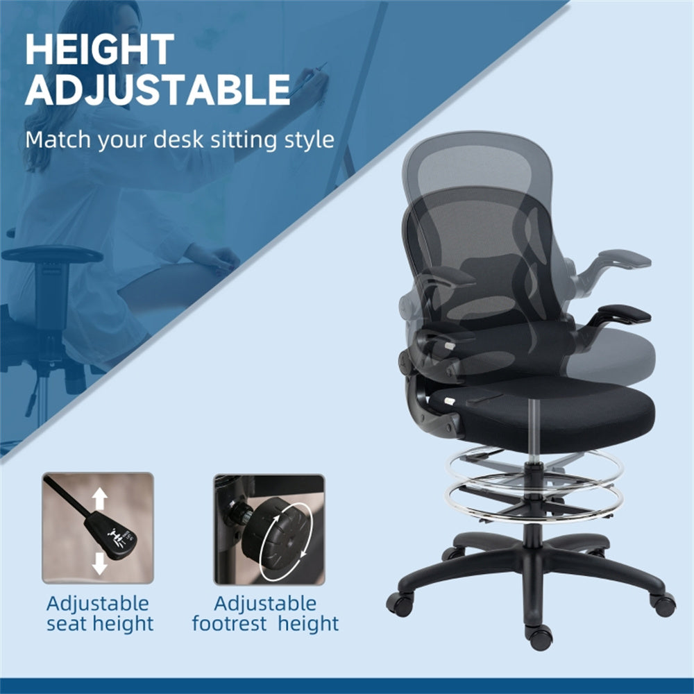 Ergonomic Mesh Massage Office Chair with Adjustable Armrests & Headrest