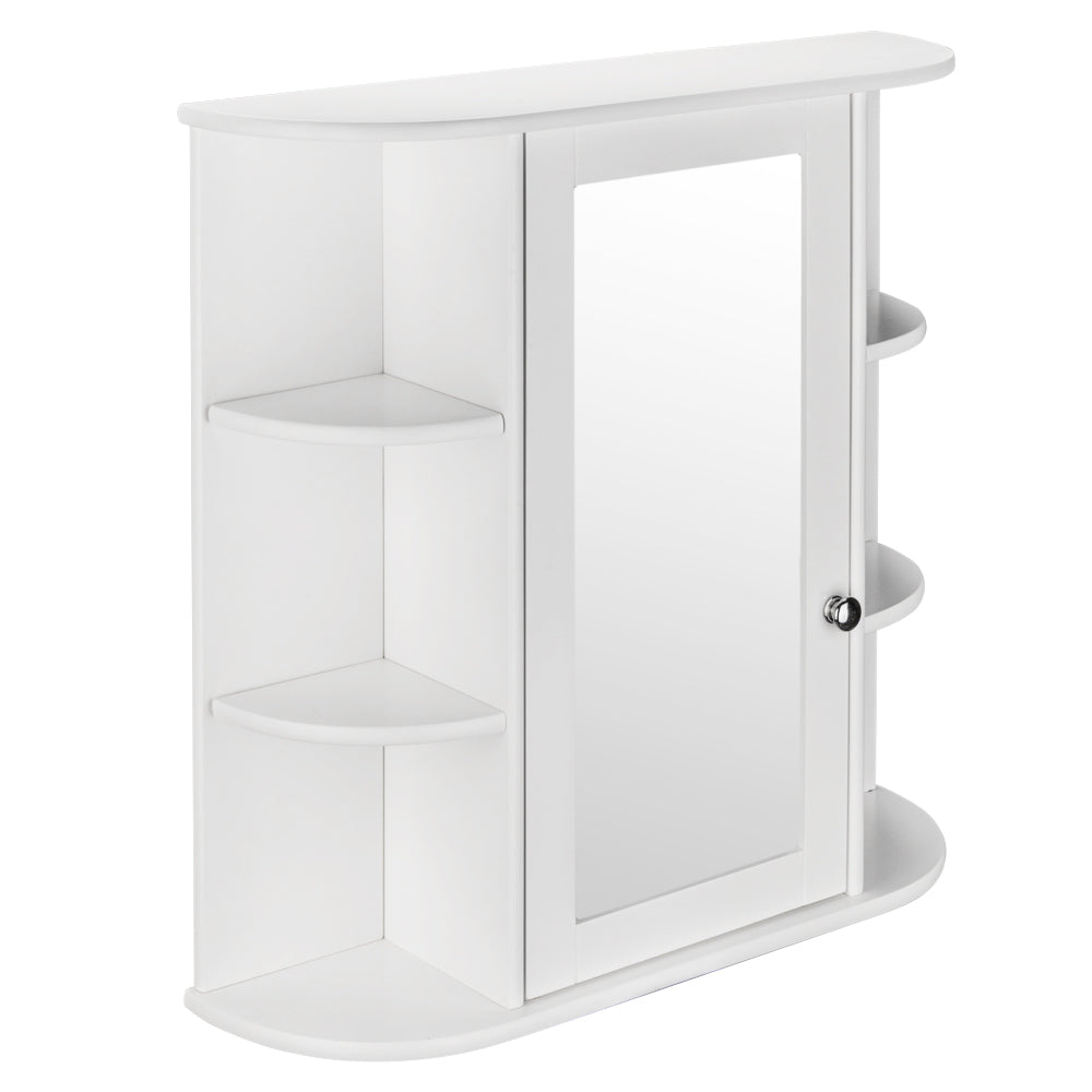 3-Tier Wall Mounted Bathroom Cabinet with Mirror Door, White Finish