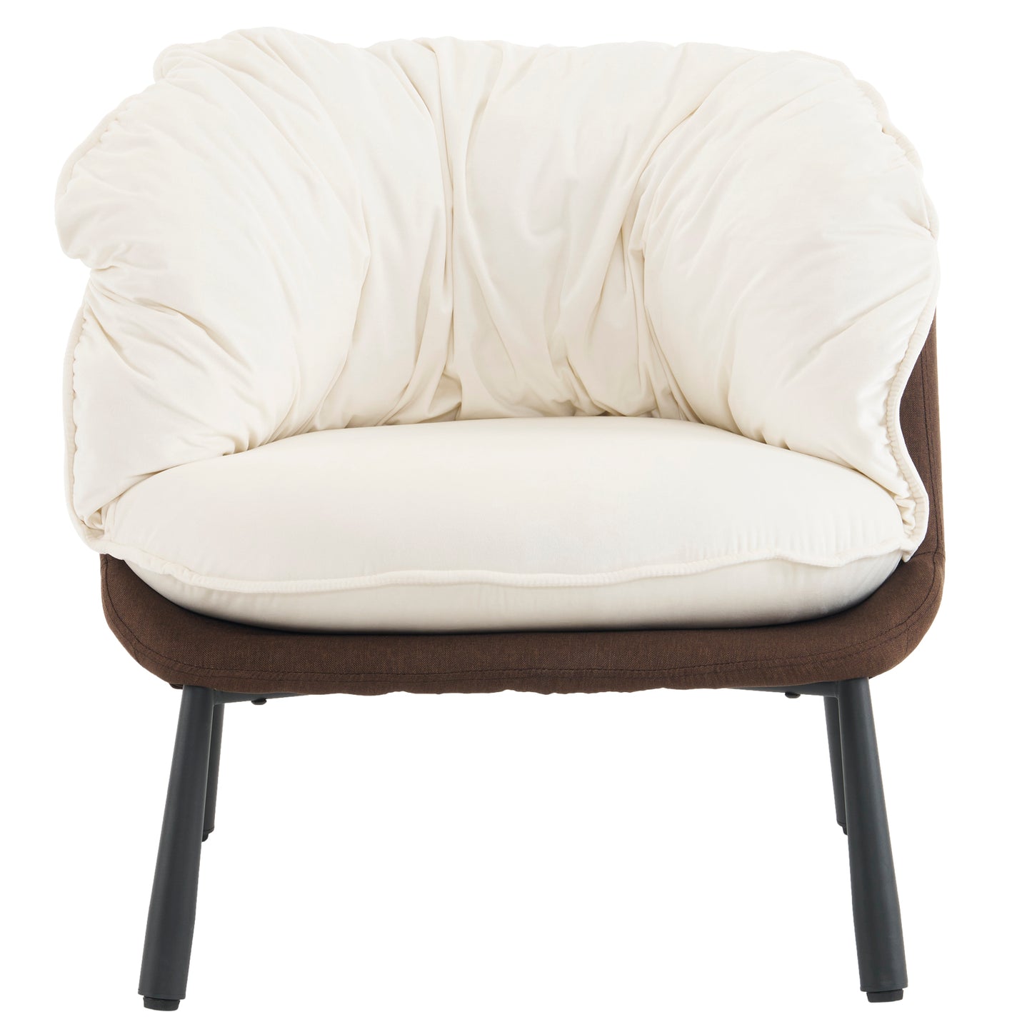 Modern Velvet Barrel Accent Chair with Metal Legs – Off-White Armchair