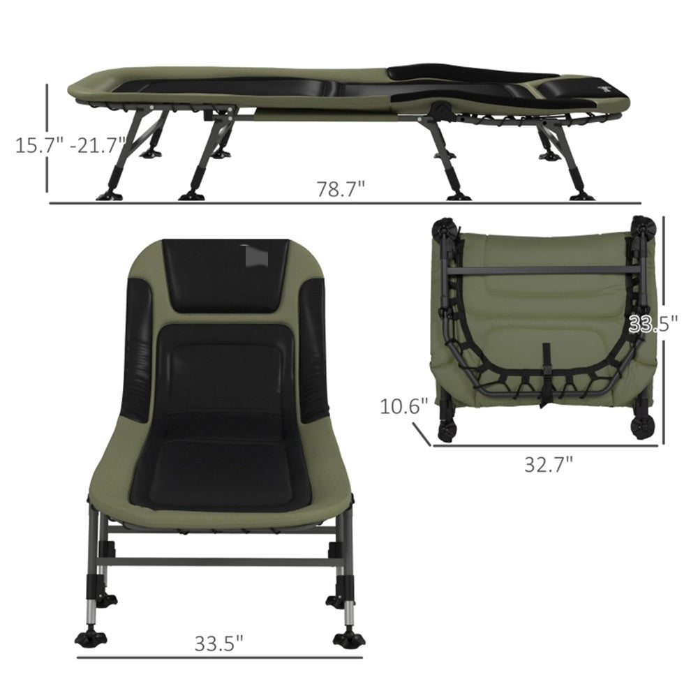Adjustable Reclining Camping Cot with Pillow & 396 lbs Weight Capacity