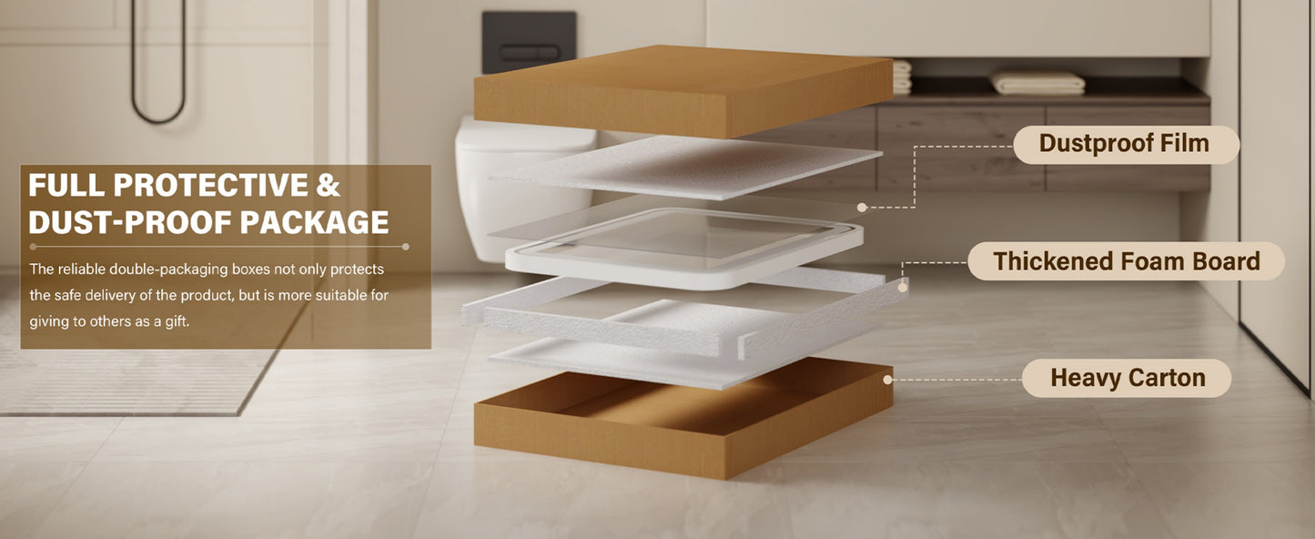 36x28" LED Bathroom Vanity Mirror, Dimmable, Anti-Fog, Wall Mount