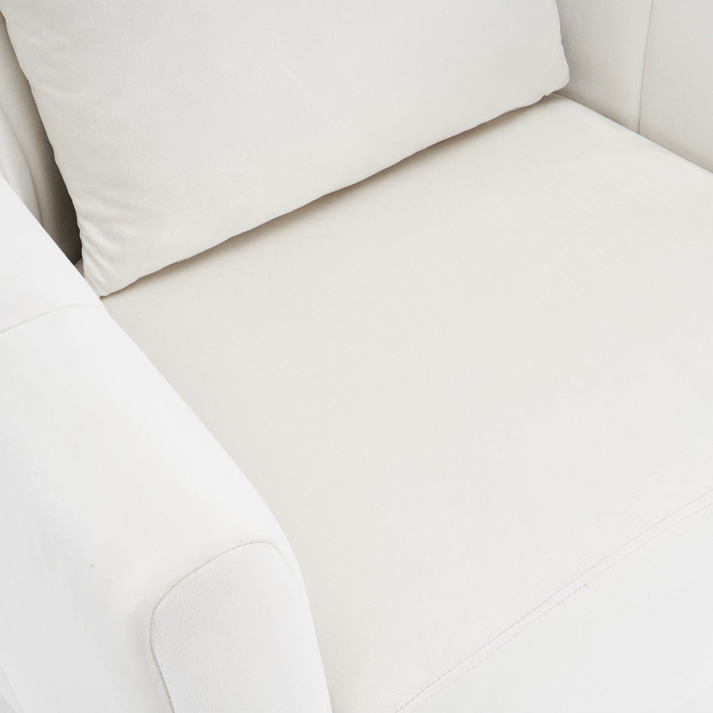 360° Swivel Velvet Accent Chair with Fluffy Cushion – Off White