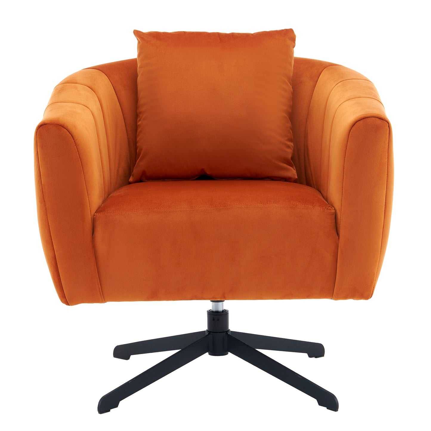 360° Swivel Velvet Accent Chair with Fluffy Cushion – Burnt Orange