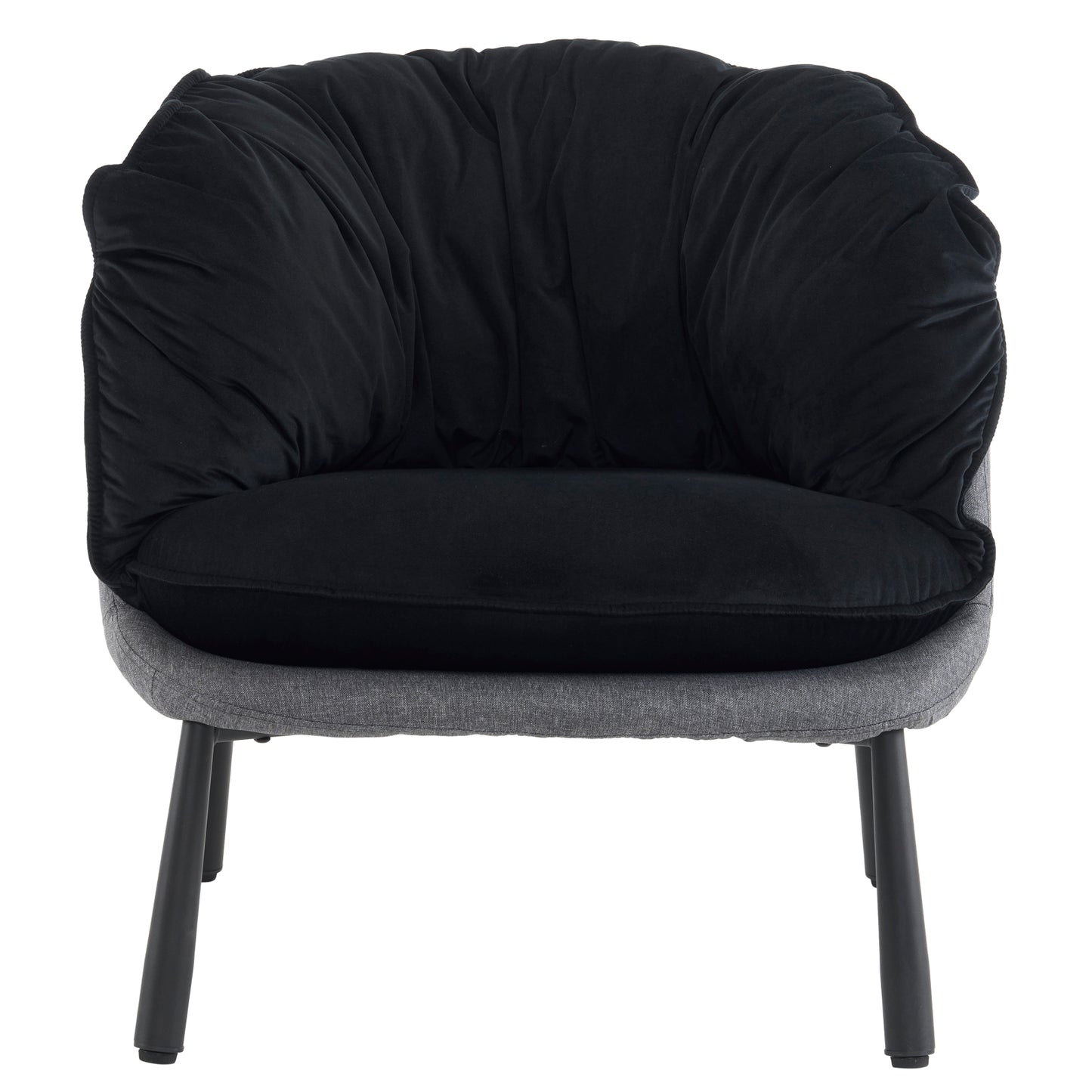 Modern Velvet Barrel Accent Chair with Metal Legs – Black Armchair
