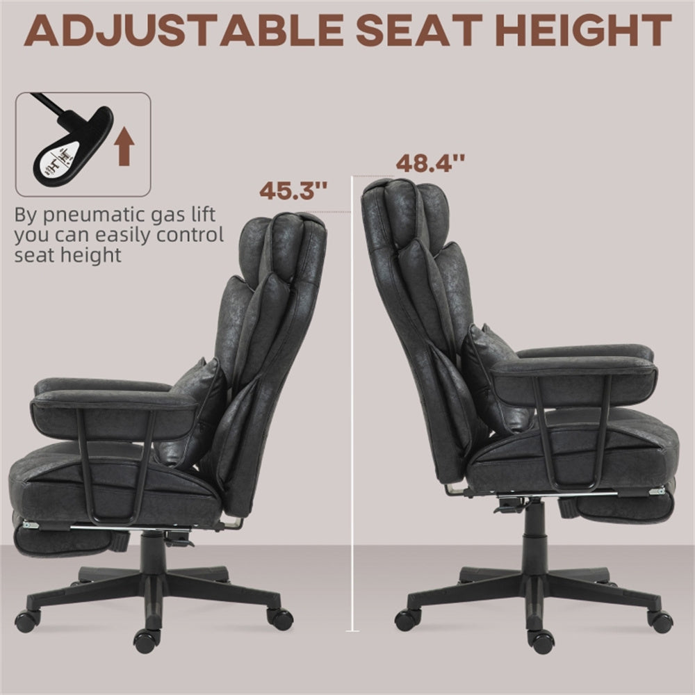 Black Big & Tall Black Reclining Office Chair with Footrest – 396 lbs Capacity
