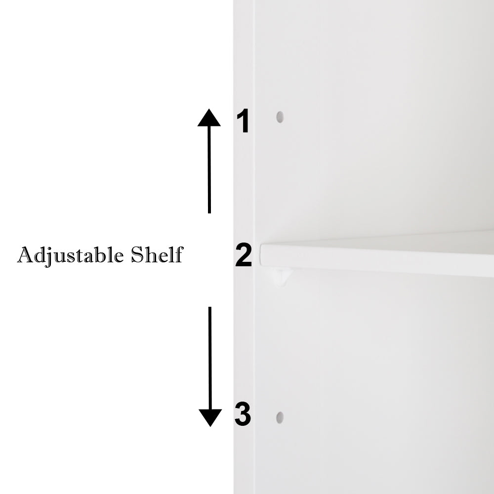 3-Tier Wall Mounted Bathroom Cabinet with Mirror Door, White Finish