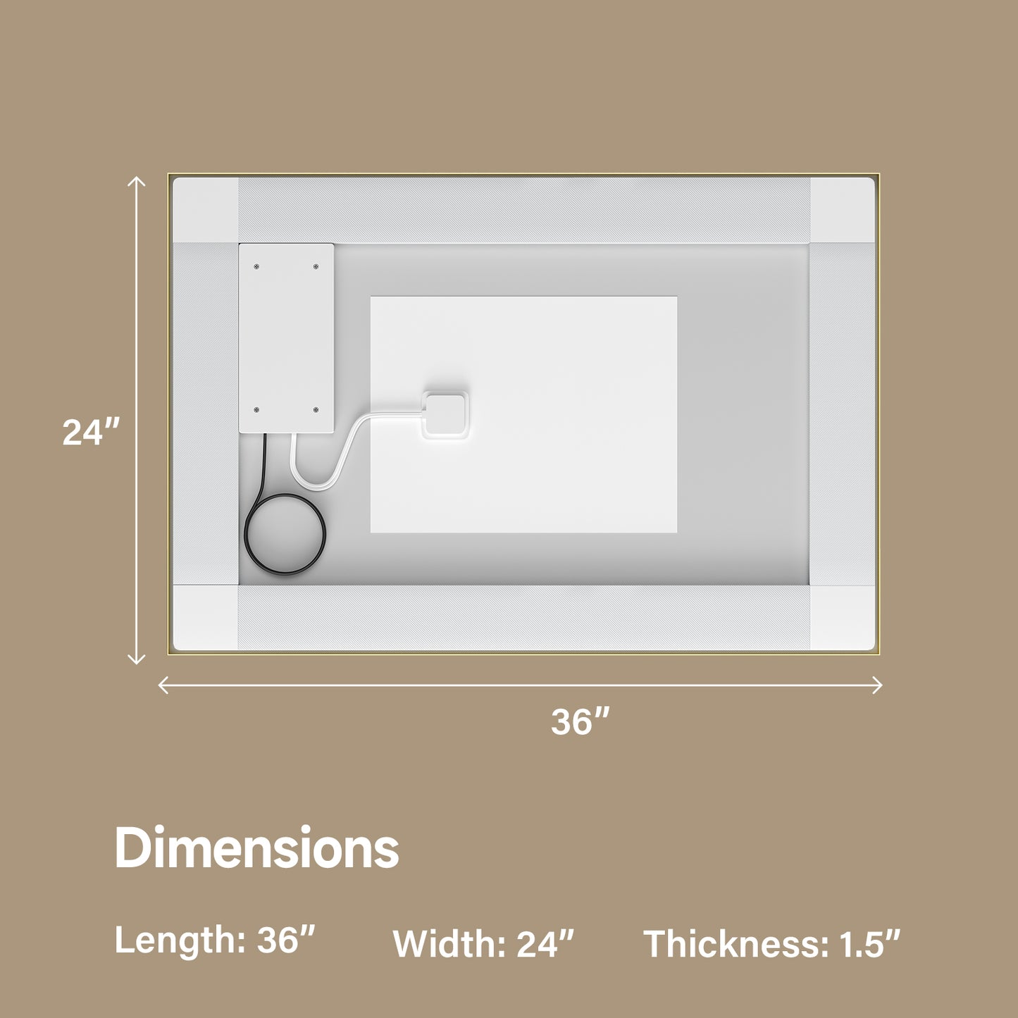 24x36" Gold Framed LED Mirror with Dual Front & Back Light Strips
