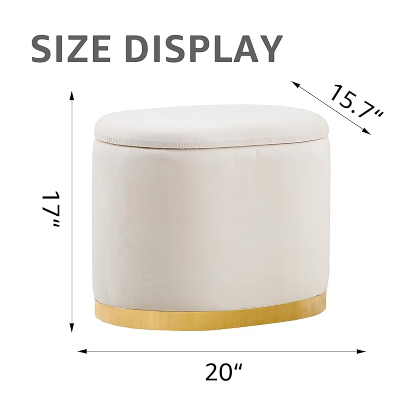 Round Storage Ottoman with Flip-Top Lid – Cream Upholstered Stool