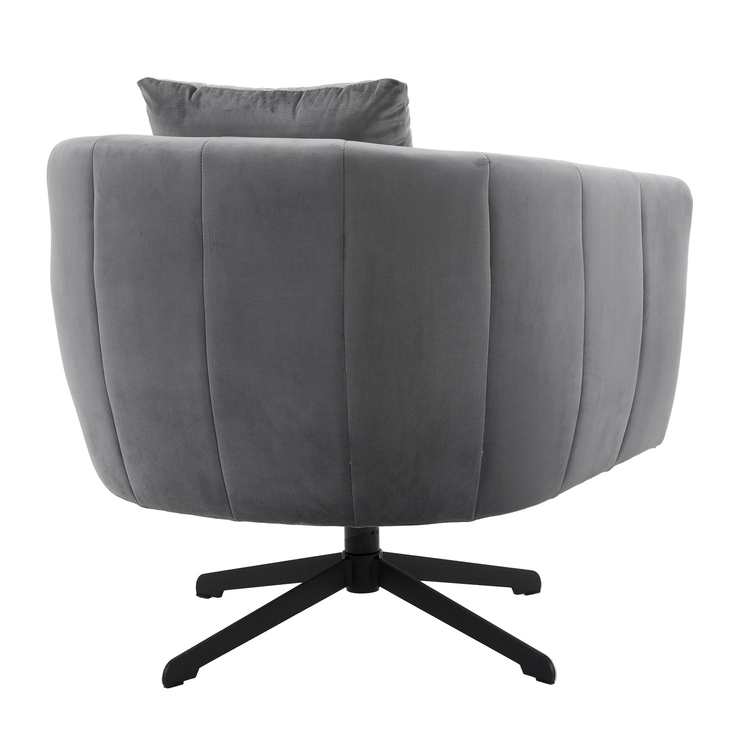 360° Swivel Velvet Accent Chair with Fluffy Cushion – Gray