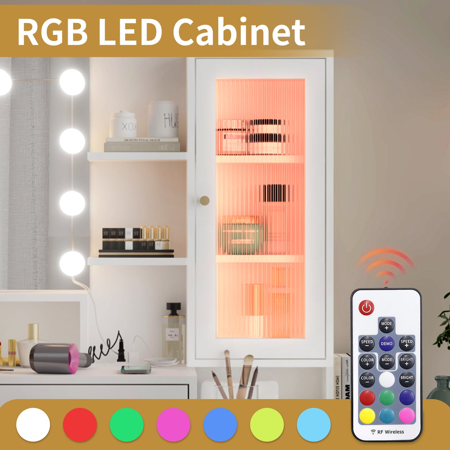 Large Vanity Table with Mirror, LED Lights, Drawers & Charging Station, White