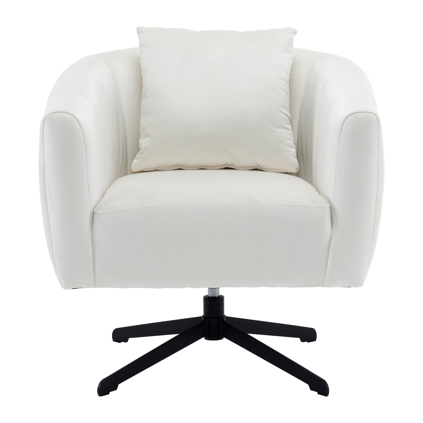 360° Swivel Velvet Accent Chair with Fluffy Cushion – Off White