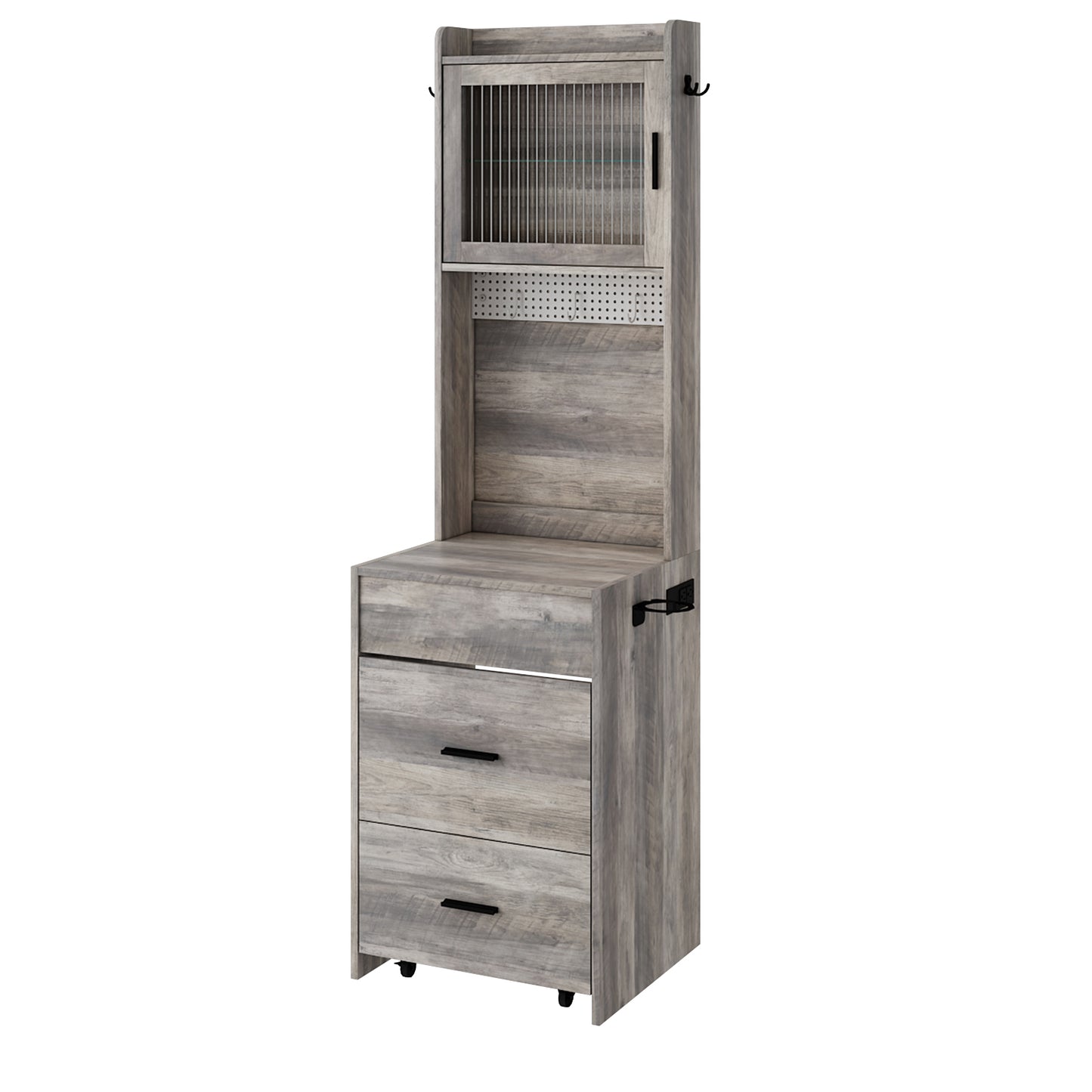 Compact Vanity Desk with Mirror, LED Lights, Charging Station & Stool, White