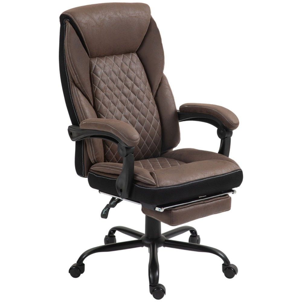 Dark Brown High-Back Reclining Office Chair with Footrest & Microfiber Upholstery