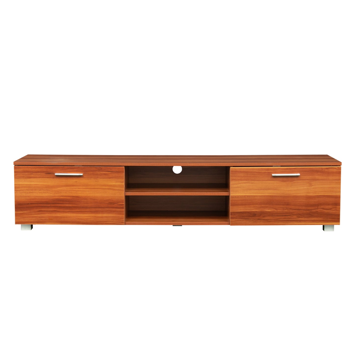 Walnut TV Stand for 70” TVs – Media Console with Drawers & Shelves