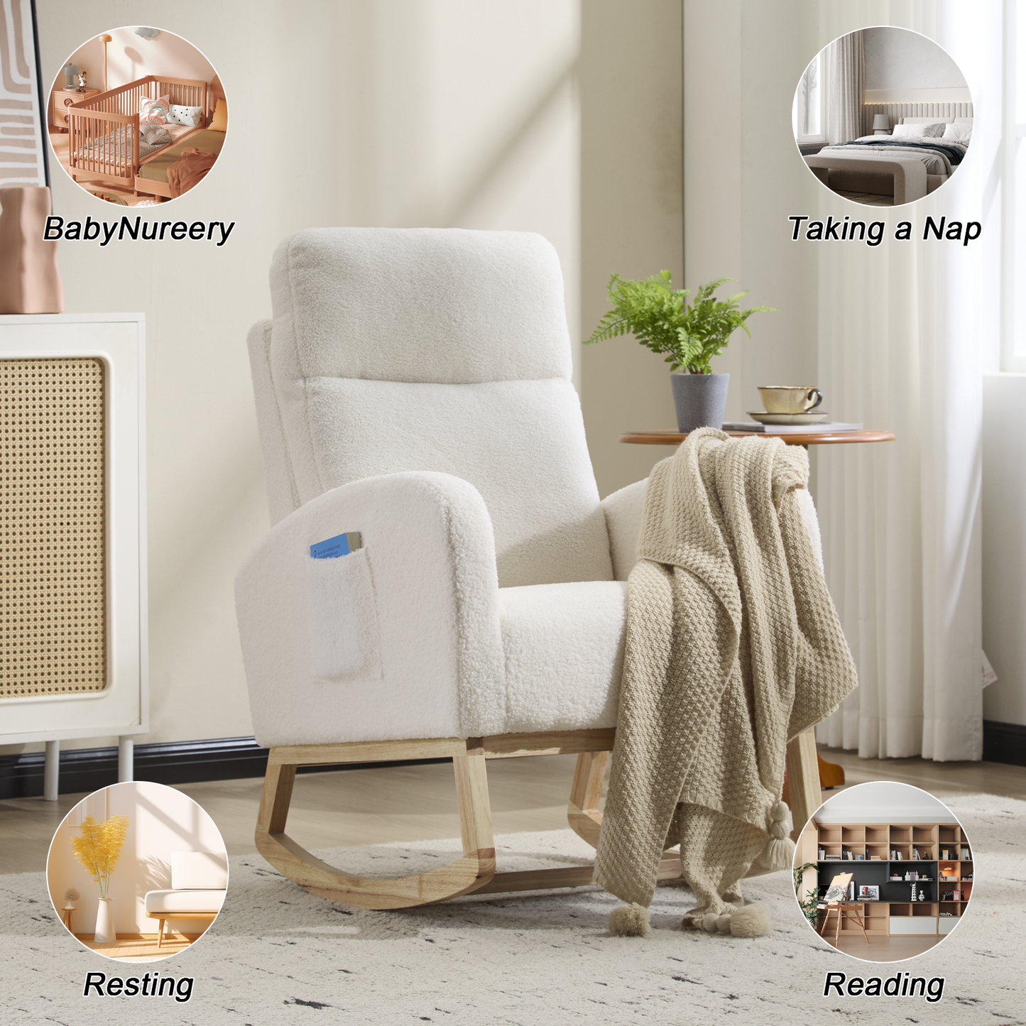 Modern High-Back Accent Rocking Chair – Nursery & Lounge Comfort